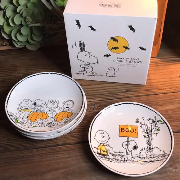 Pottery Barn Peanuts Trick or Treat Charlie Brown Halloween Salad Plates - 4 🎃 - Picture 4 of 16